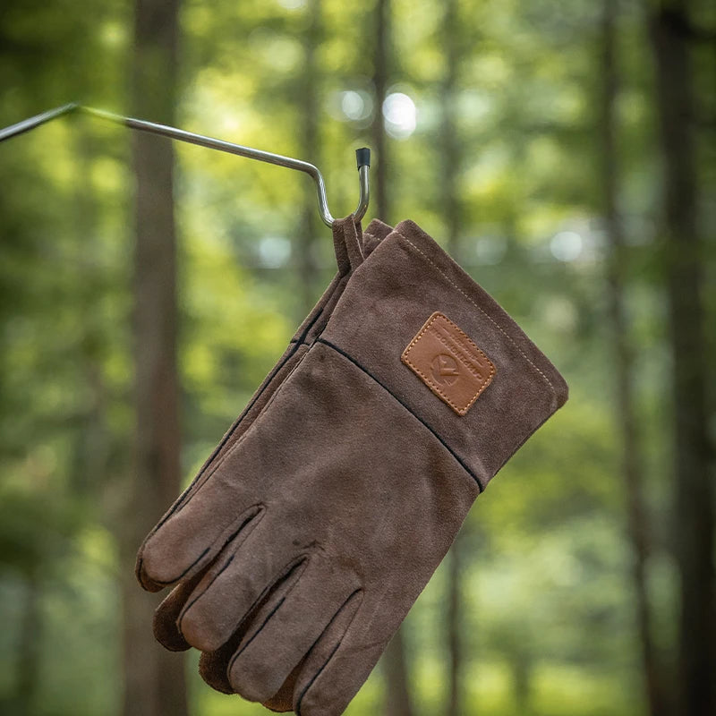 Campingmoon  Flame Retardant Heat Insulation Leather High Temperature Outdoor Camping Picnic BBQ Gloves