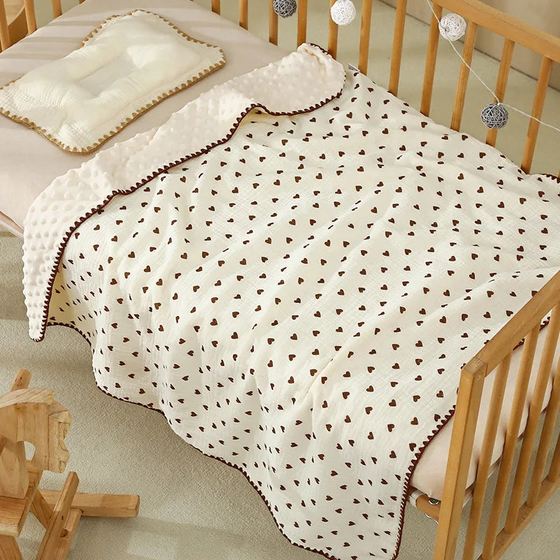 Newborn Bear Print Blanket Pure Cotton Double Gauze Blanket Baby Blanket Bath Towel Baby Blanket Baby Swaddle 100X100CM