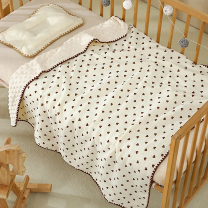 Newborn Bear Print Blanket Pure Cotton Double Gauze Blanket Baby Blanket Bath Towel Baby Blanket Baby Swaddle 100X100CM