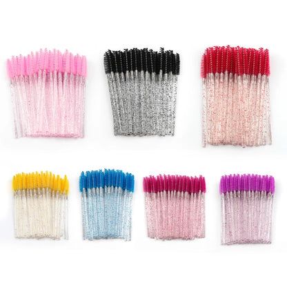 New 5/25/50Pcs Wholesale Crystal Eyelashes Brush Applicator Eyelash Brushes Plastic Mascara Wand Lashes Extension Makeup Beauty