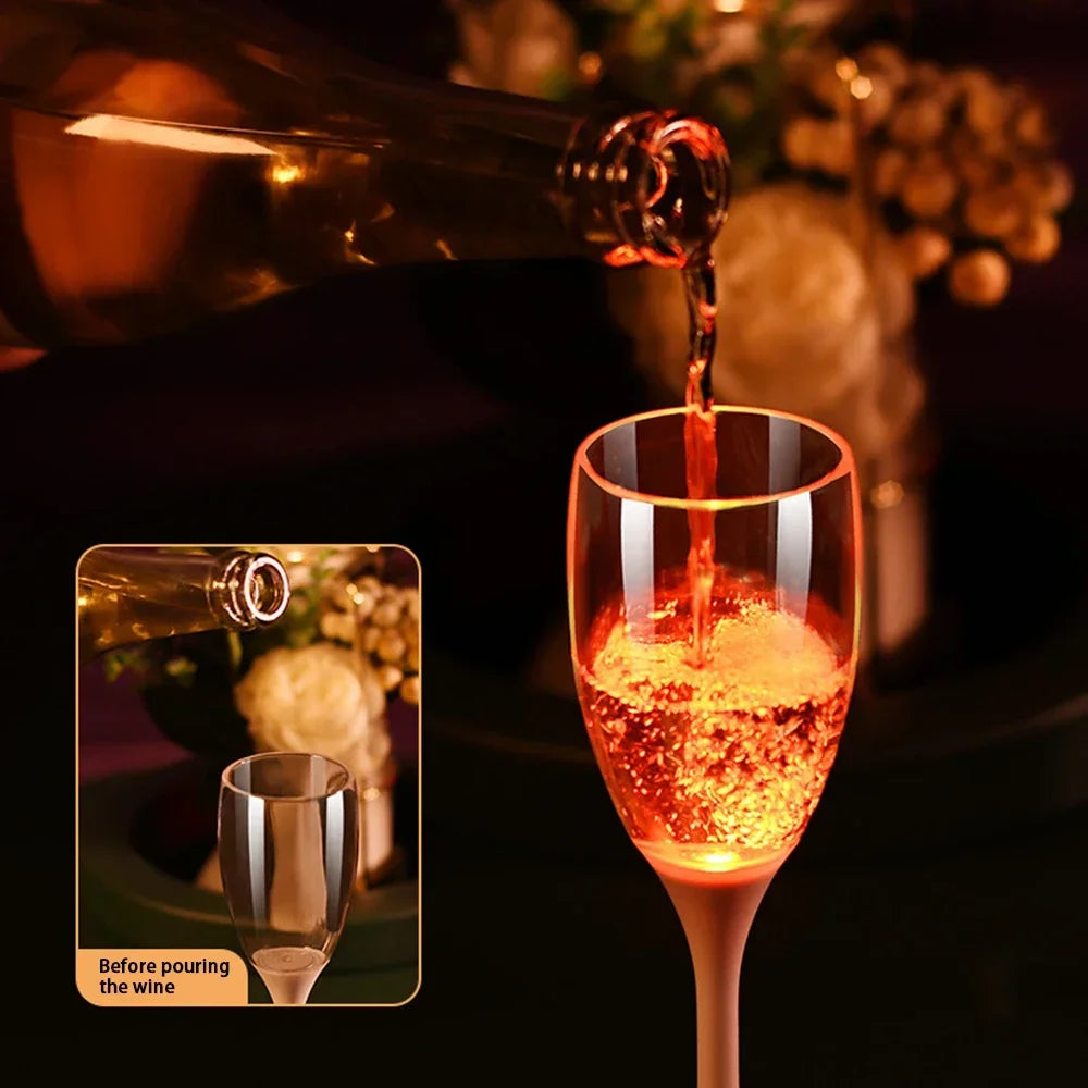 Set of 6 Colour Glow Champagne Flutes - Liquid Activated Glow - Perfect for Christmas Halloween Party Birthdays