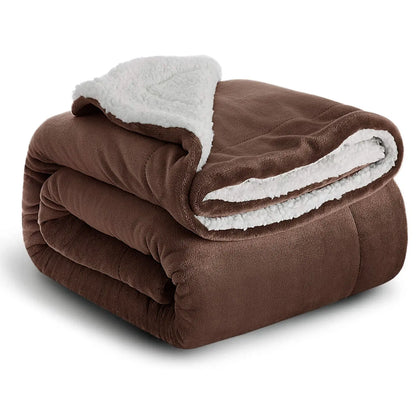 Sherpa Fleece Blanket Throw Black Soft Reversible Thick Plush Blankets Microfiber Winter Bed Blanket for Camping Couch Sofa