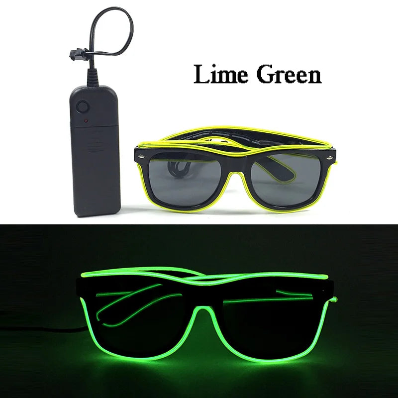 1PC Light Up LED Glasses Glow Sunglasses EL Wire Neon Glasses Glow in The Dark Party Supplies Neon Party Favors for Adults