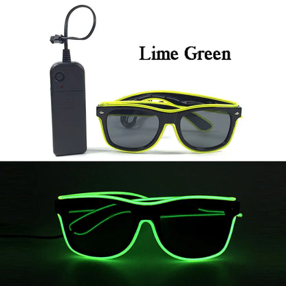 1PC Light Up LED Glasses Glow Sunglasses EL Wire Neon Glasses Glow in The Dark Party Supplies Neon Party Favors for Adults