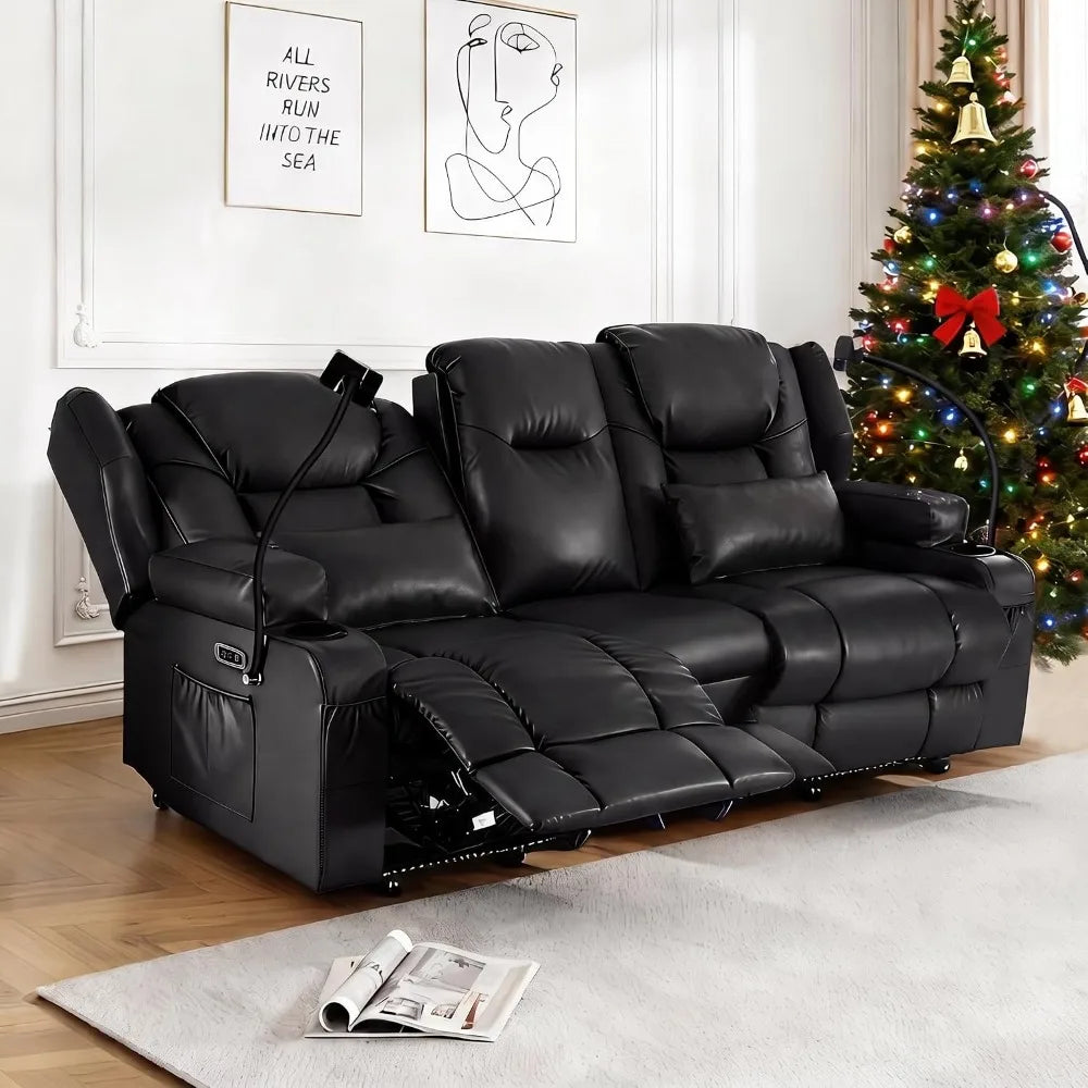 Power Recliner Loveseat for Living Room, Loveseat Sofa with Center Console, USB Type-C Port, PU Leather Chair with, Customized