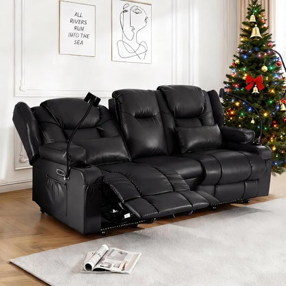 Power Recliner Loveseat for Living Room, Loveseat Sofa with Center Console, USB Type-C Port, PU Leather Chair with, Customized