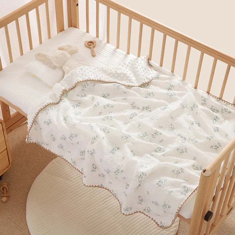 Newborn Bear Print Blanket Pure Cotton Double Gauze Blanket Baby Blanket Bath Towel Baby Blanket Baby Swaddle 100X100CM