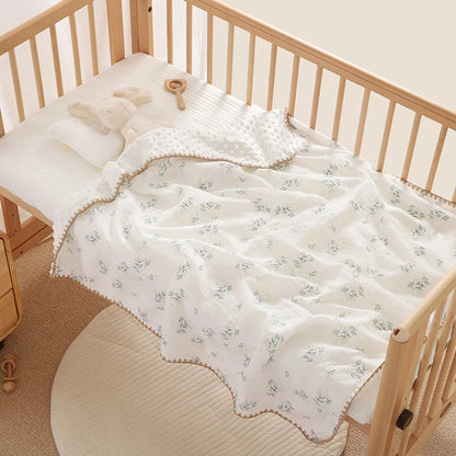 Newborn Bear Print Blanket Pure Cotton Double Gauze Blanket Baby Blanket Bath Towel Baby Blanket Baby Swaddle 100X100CM