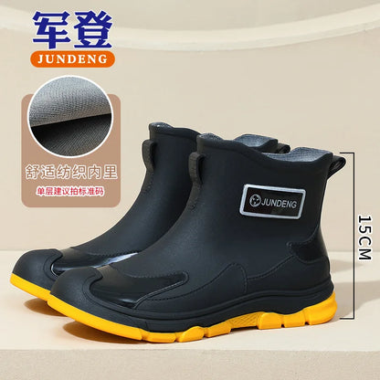 Women's Rain Boots Fashionable Summer Short Tube Rain Boots Adult Wear Gardening Work Water Shoes Rainy Season Commuting Shoes