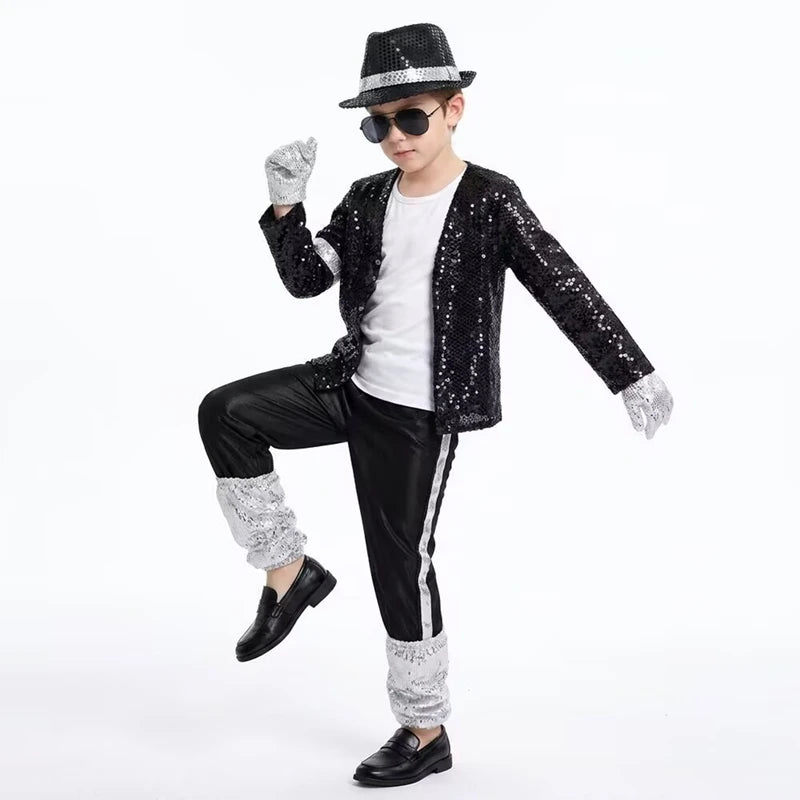 Michael Jackson Kids Clothes Halloween Cosplay Birthday Party Dance Performance Children's Costume Pop Star Boys Girls Outfits