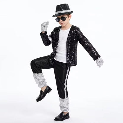 Michael Jackson Kids Clothes Halloween Cosplay Birthday Party Dance Performance Children's Costume Pop Star Boys Girls Outfits