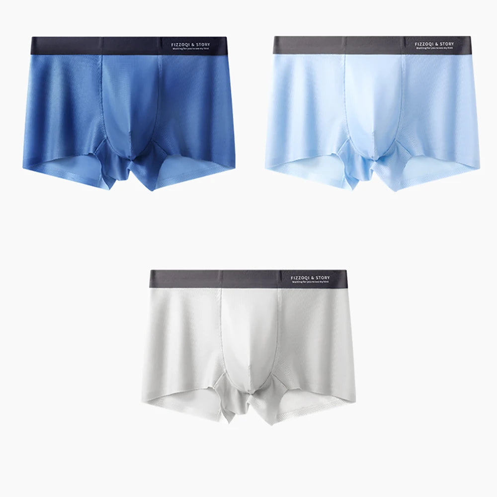 1/3PCS Ultra-thin Ice Silk Quick-dry Underwear Man Smooth Seamless Men's Panties Breathable Antibacterial 3D Silk Crotch Boxers