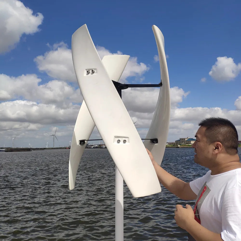 Vertical Axis Wind Turbine 3000W 48V 24V 12V Wind Generator VAWT Home Small Windmill Free Energy With MPPT Charging Controller