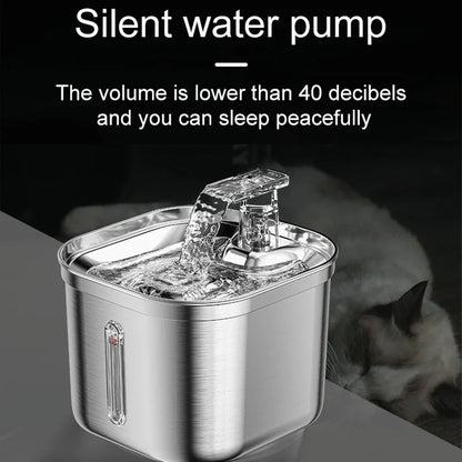 Stainless Steel Automatic Pet Water Dispenser Cat Drinking Fountain With Sensor Filter Cats Dog Ultra Quiet Pump Water Foutain