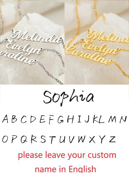 Custom Different Font Name Pendant Necklace for Woman Girls Stainless Steel Nameplate Personalized Choker Necklaces Jewelry Gift