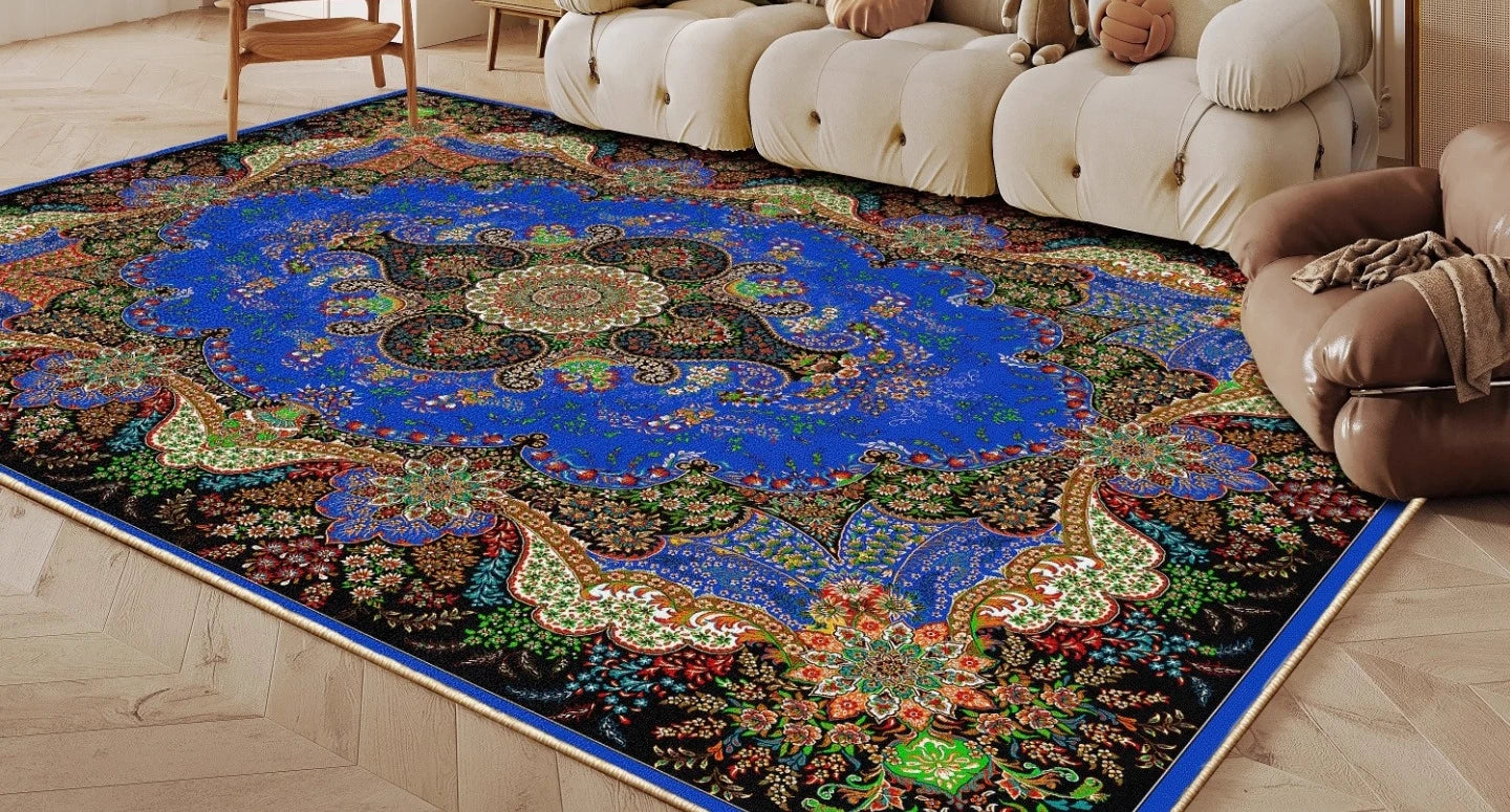 Ethnic Style Bedroom Decor Retro Carpet Light Luxury Carpets for Living Room Washable Lounge Soft Floor Mat Anti-slip Study Rug