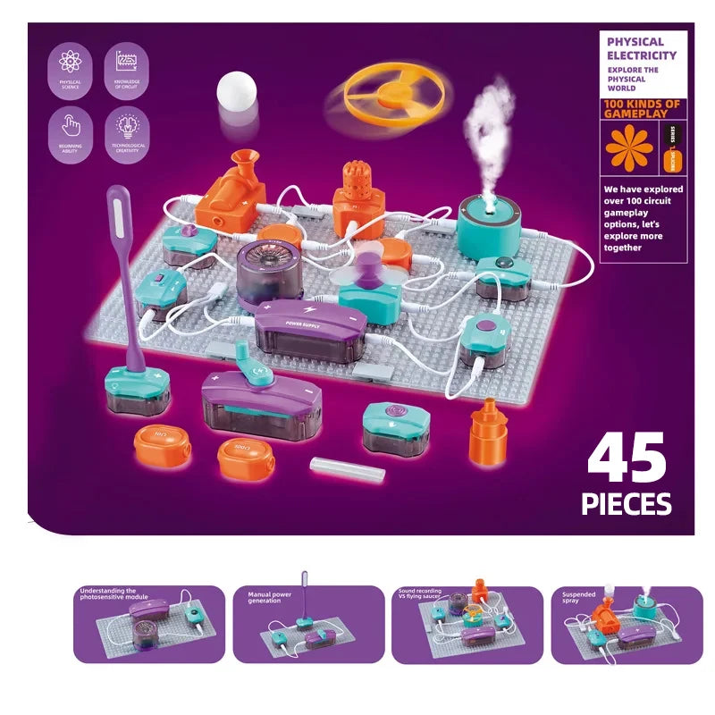 Kids DIY Science Circuit Building Kit 150+ Physics Experiment Projects Electronic Circuit Board Educational Toy Gift For Student