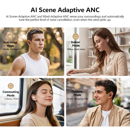 QCY MeloBuds A30 Wireless Earbuds Bluetooth 6.0 LDAC Hi-Res Audio -60dB Hybrid ANC Earphones AI Scene 8 Mics HD Call Headphones
