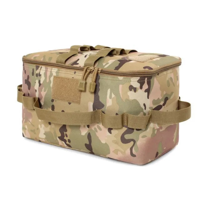 Large Capacity Outdoor Camping Storage Bag - Ground Nail Tool Bag with Picnic Cookware Utensils Kit Gas Canister Organizer