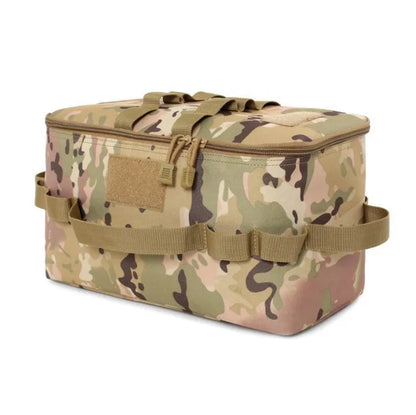 Large Capacity Outdoor Camping Storage Bag - Ground Nail Tool Bag with Picnic Cookware Utensils Kit Gas Canister Organizer