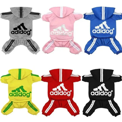 Warm Dog Jumpsuit Hoodie | Sport Sweatshirt Coat for Yorkie & French Bulldog | Small to Medium Pet Jacket