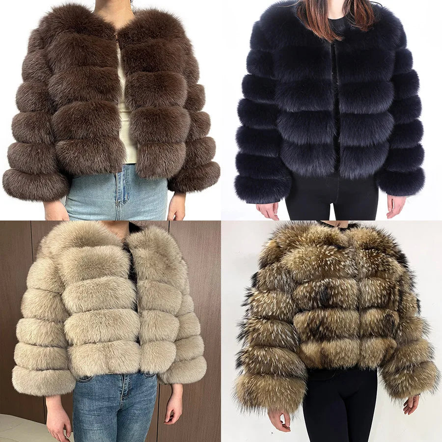 2023 Natural Real Fox Fur Coat Women Winter Warm Luxury Fur Jacket Detachable Long Sleeves Female Vest Furry Coats Outerwear