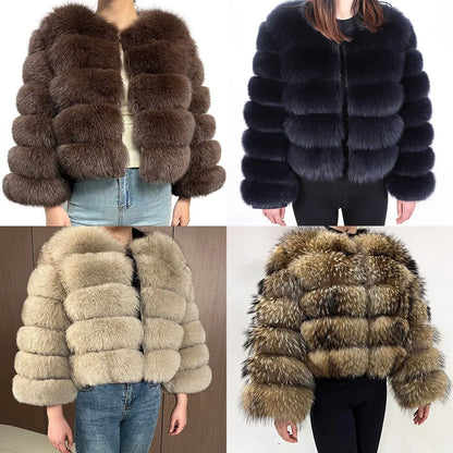 2023 Natural Real Fox Fur Coat Women Winter Warm Luxury Fur Jacket Detachable Long Sleeves Female Vest Furry Coats Outerwear
