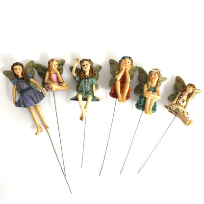Miniature Garden Fairies Figurines Resin Mini Fairy Statue Figure Fairy Garden Ornaments Decorations Accessories