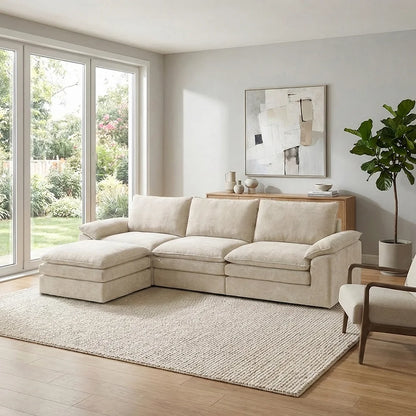 Modern Cloud Modular Sofa Set, Soft Thick Memory Foam, Frameless Couch with Pillows, Easy Assembly for Living Room Bedroom