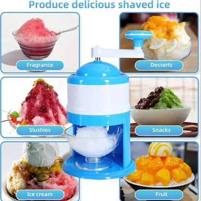 Hand Crank Ice Shaver Machine & Slushy Maker | Snow Cone Crusher with Durable ABS | Summer Parties, Home & Outdoor Use