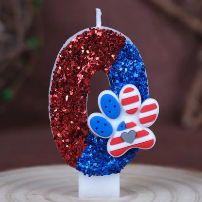 0‑9 Cat Paw Number Birthday Candle Red Blue Glitter Cake Topper Kids Cute Cat Paw First Birthday Cake Decortion Party Supplies