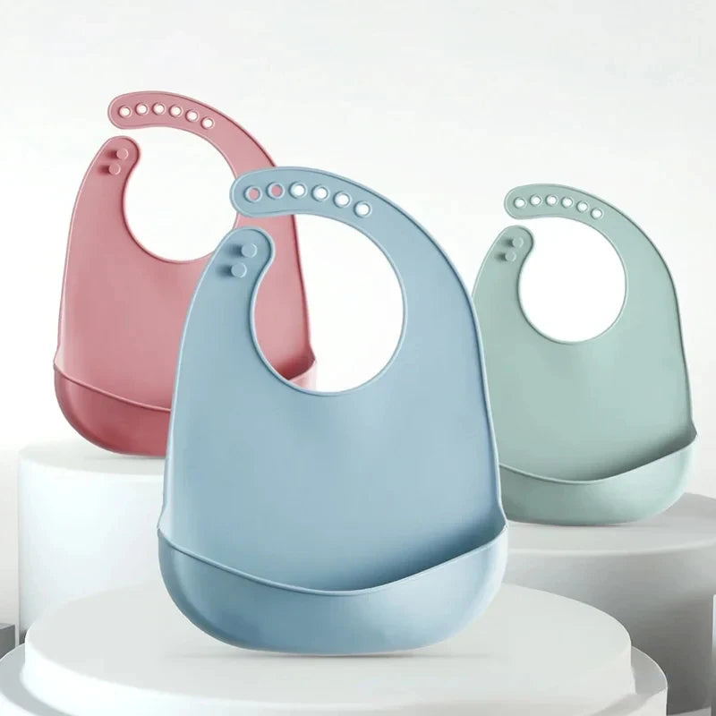 1-3pcs Baby Bib Adjustable Waterproof Bibs Babies Soft Edible Silicone Newborn Saliva Dripping Towel Drooling Scarf BPA Free