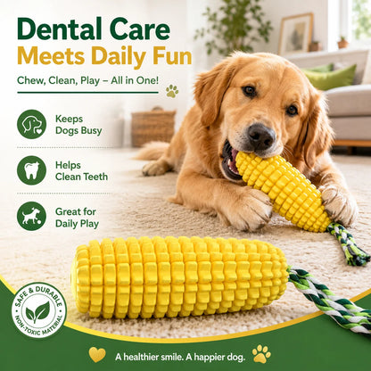 Corn Shaped Interactive Dog Toy for Aggressive Chewers Dental Health Teeth Cleaning Brushing Stick Non-Toxic Chew Toy Puzzle Pet Supply