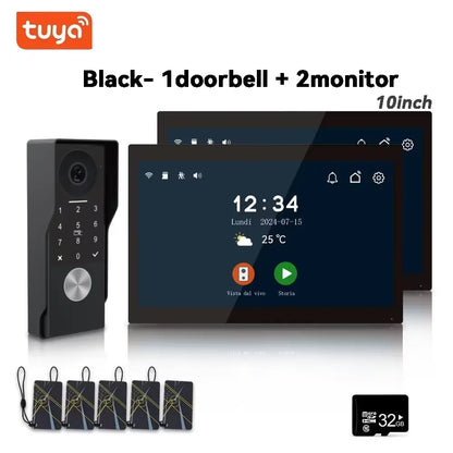 Anjielo 2-Wire TUYA Smart Video Intercom Doorbell Wired 1080P Waterproof Camera WIFI 7/10inch IPS Touch Screen Support IP CCTV