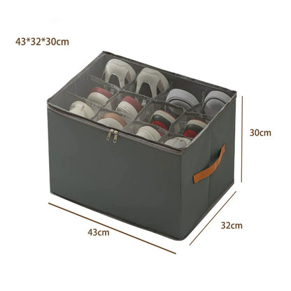 Shoe Organizer for Closet Foldable Shoe Storage Containers with Clear Cover Fits up to 16-32 Pairs with Adjustabele Dividers