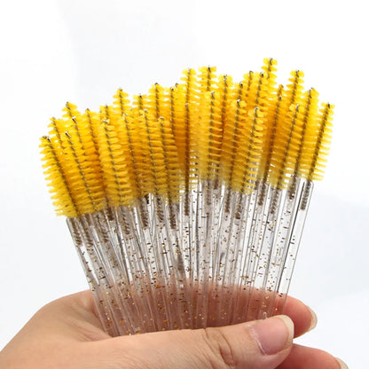 New 5/25/50Pcs Wholesale Crystal Eyelashes Brush Applicator Eyelash Brushes Plastic Mascara Wand Lashes Extension Makeup Beauty