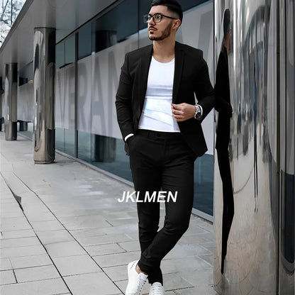 Gray Men's Suit 2 Piece Suit Summer Casual Jacket Pants Formal Wedding Tuxedo Groom Clothes Custom Color Blazer XS-5XL