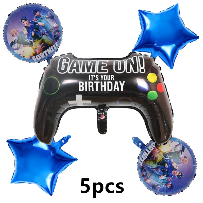 Fortnite Balloons Happy Birthday Banner Shooting Game Party Decoration Alpaca Llama Disposable Tableware Background Cake Topper