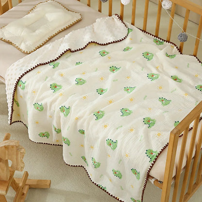 Newborn Bear Print Blanket Pure Cotton Double Gauze Blanket Baby Blanket Bath Towel Baby Blanket Baby Swaddle 100X100CM