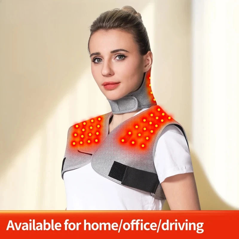 Red Light Heated Shawl Vest 3 Vibration Massage Neck Shoulder Back Body Warmer  Neck Back Muscle Relaxation