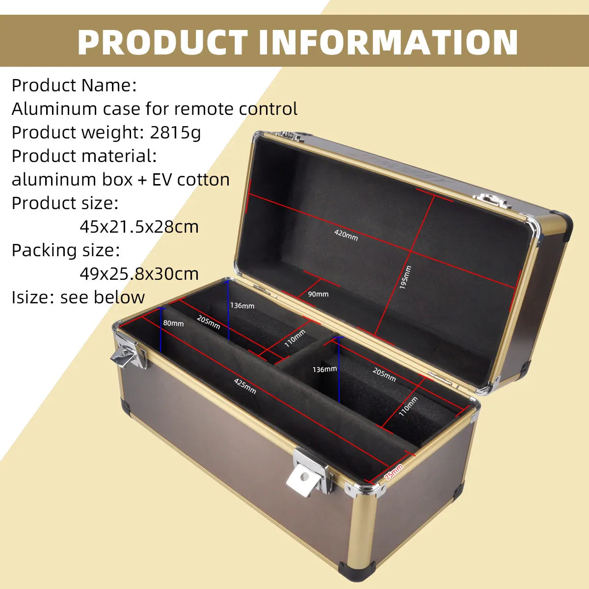 RC Drone Radio Remote Controller Aluminum Case Rainproof Dustproof Avoid Bumping Convenient for Travelling