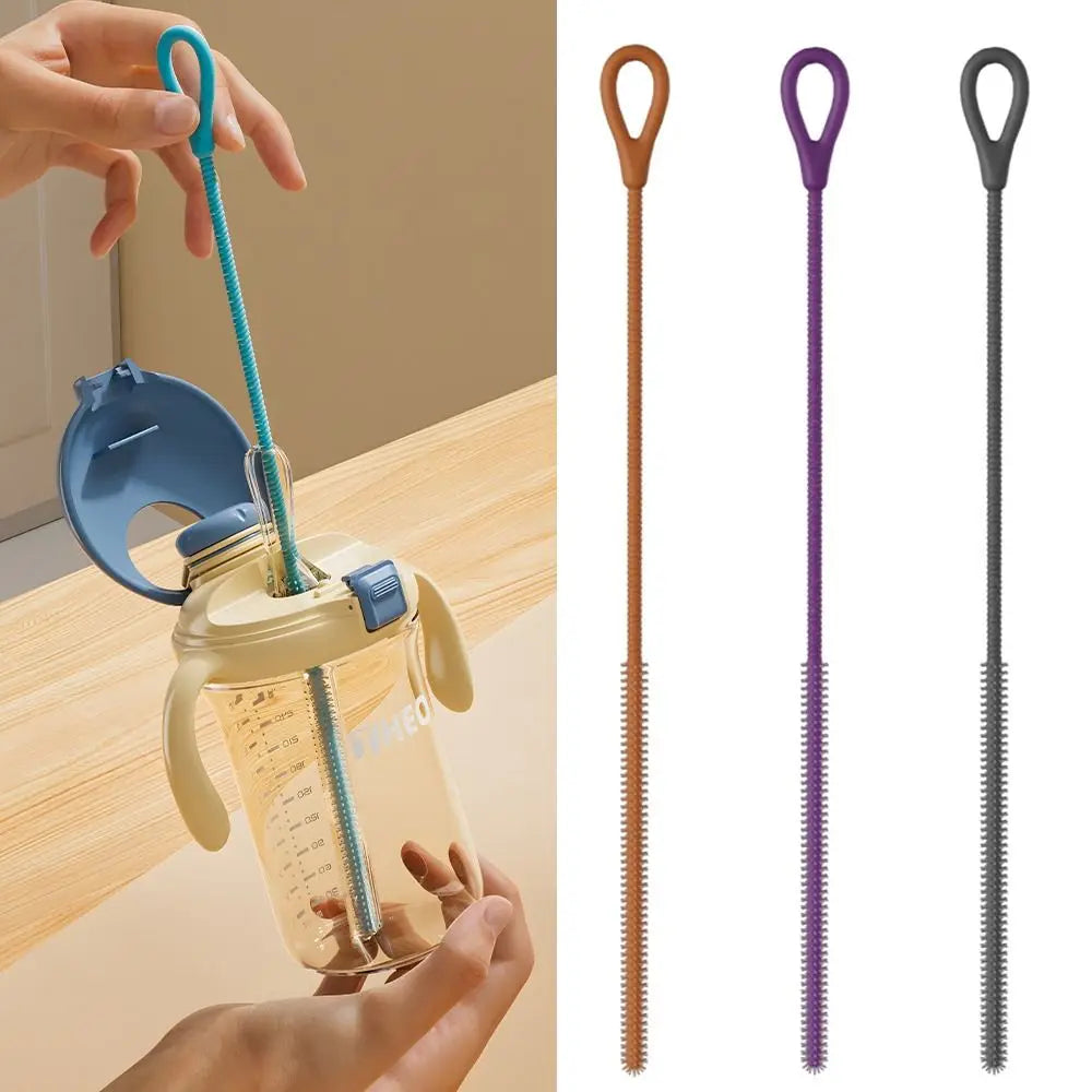 New Reusable Silicone Straw Cleaning Brush Household Long Gap Brush Kitchen Gadgets Drinking Straw Cleaner Brush