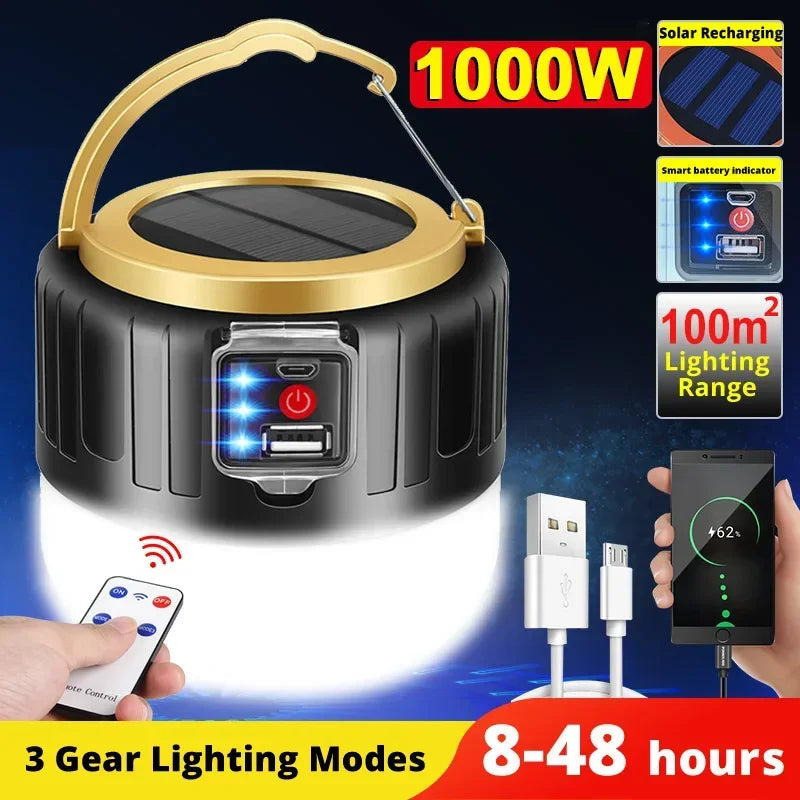 Portable Camping Light Power Bank LED Camping Lanterns With Remote Control Waterproof Outdoor Tent Light Rechargeable Flashlight