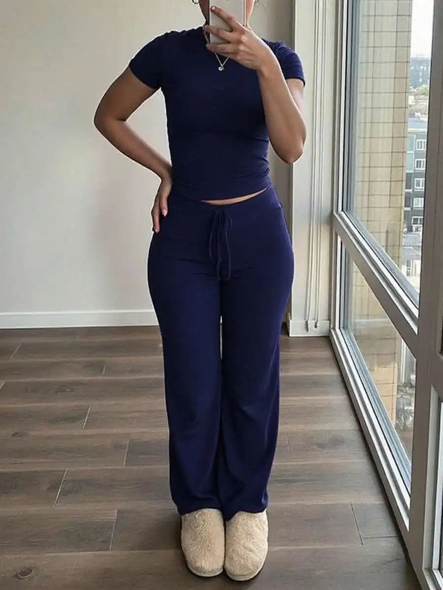 Casual Women's Matching Sets Vestido Deportivo Fitness Two Piece Outfits 2 Pieces Set For Woman Simple Style Sports Solid Color