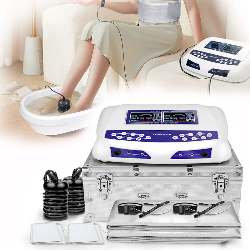 Latest Dual Detoxify Ionic Foot Bath Detox Machine Naturally Life Detoxify Health Foot Spa Machine With Pads Massage And Far Infrared Waist Belts