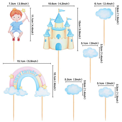 Castle Cake Topper Flag Rainbow Anniversary Cupcake Toppers For Wedding Happy Birthday Party Baking Decoration Happy New Year