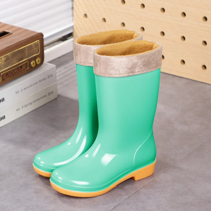 Comemore Rainboots Women High Long Boots Non-slip Waterproof Shoes 2023 New Rain Boots Fashion Print Women's Mid Calf Galoshes