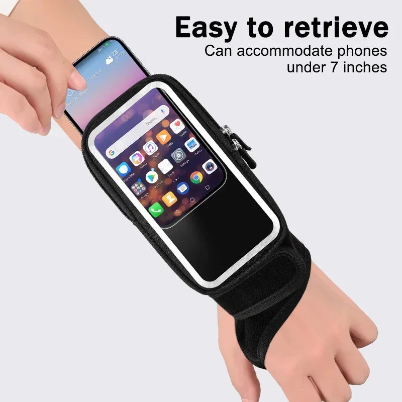 HAISSKY Running Sports Wristband Bags For iPhone 17 16 Pro Max 15 Plus 16E 17Air 14 13 Touch Screen Cycling Fitness Zipper Pouch