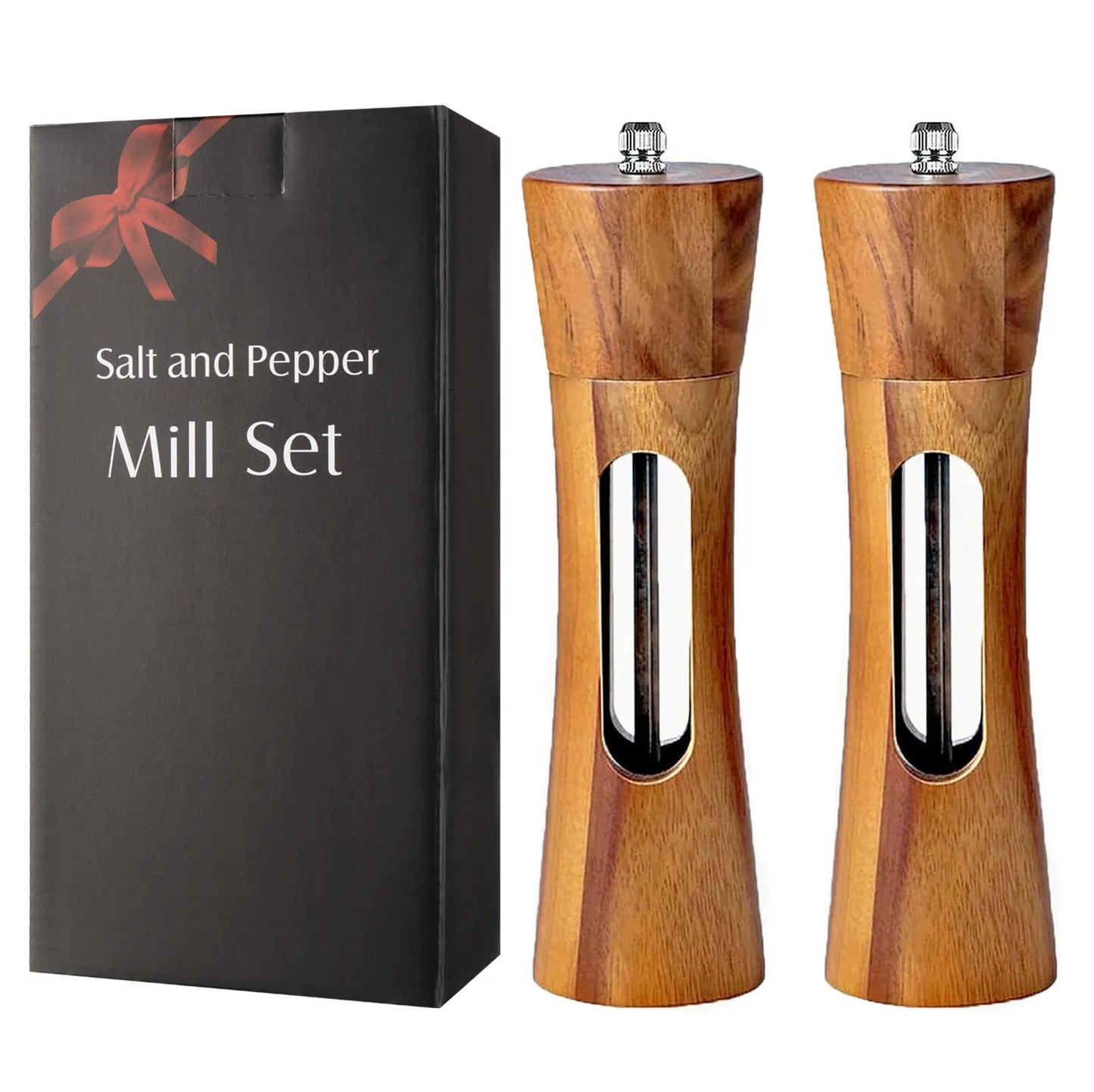 Manual Salt and Pepper Grinder Solid Wood Adjustable Coarseness Large Capacity Multi-purpose Spices Grinder Kitchen Cooking Tool