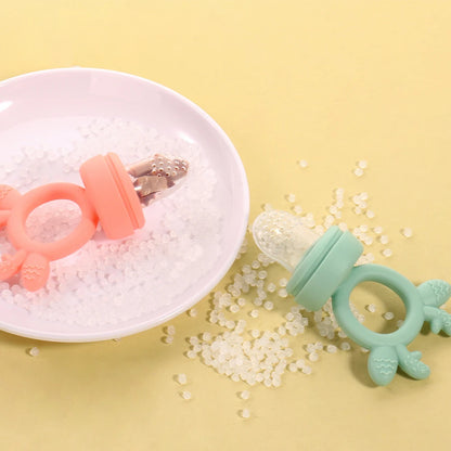 BPA Free Baby Fruit Food Feeder with Dust Cover Deer Silicone Teething Nibbler 3 Colors Toddler Vegetable Feeding Pacifier Teether Toy